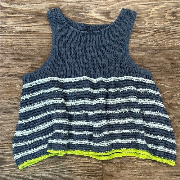 Pilcro Swing Knit Sweater Tank Women's Size Small Blue Cream and Yellow EUC - Picture 2 of 8